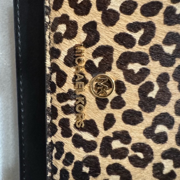 Michael Kors Leopard and Black Clutch